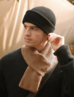 Men's Black Knitted Beanie with Removable Balaclava - Warm and Versatile Winter Hat for Outdoor Activities and Sports