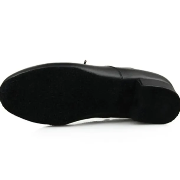 Men's Black Leather Oxford Latin Dance Shoes with Lace-Up Design, Comfortable Ballroom and Jazz Shoes for Performances