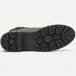 Men's Black Motorcycle Boots with Zipper and Metal Detailing for Urban and Casual Style