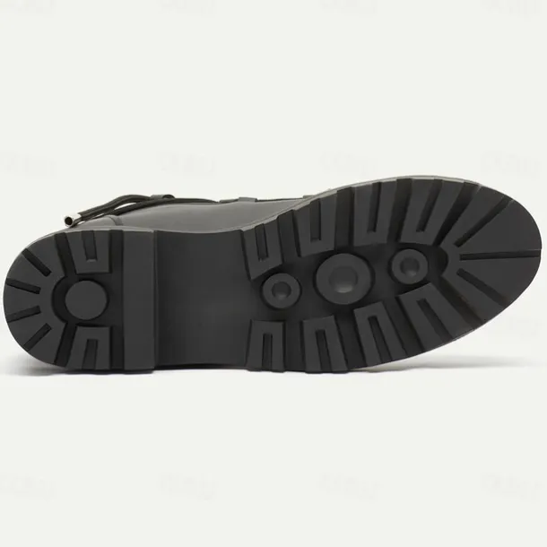 Men's Black Motorcycle Boots with Zipper and Metal Detailing for Urban and Casual Style