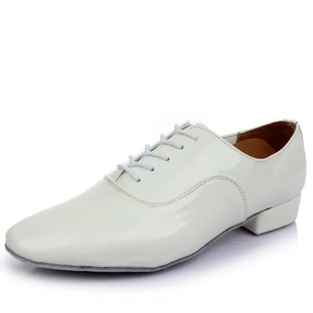 Men's Black Patent Leather Ballroom Dance Shoes – Classic Lace-Up Modern Dance Footwear for Competitions & Performances