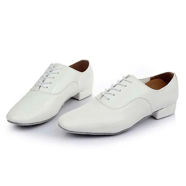 Men's Black Patent Leather Ballroom Dance Shoes – Classic Lace-Up Modern Dance Footwear for Competitions & Performances