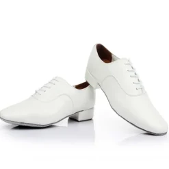 Men's Black Patent Leather Ballroom Dance Shoes - Oxford Style, Lace-Up, Comfortable Sole for Latin and Tango
