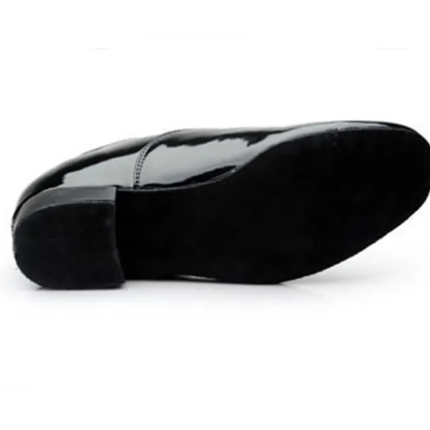 Men's Black Patent Leather Ballroom Dance Shoes - Oxford Style, Lace-Up, Comfortable Sole for Latin and Tango