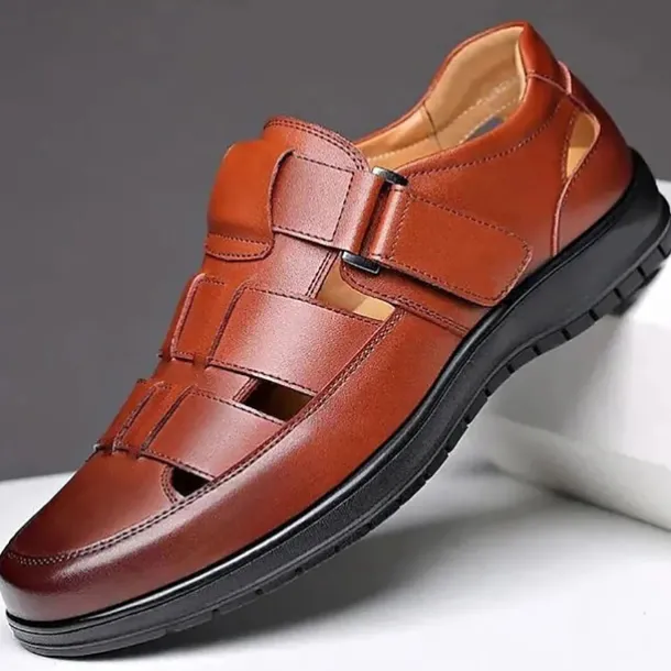 Men's Black Sandals with Multiple Straps and Comfortable Sole for Summer and Casual Wear