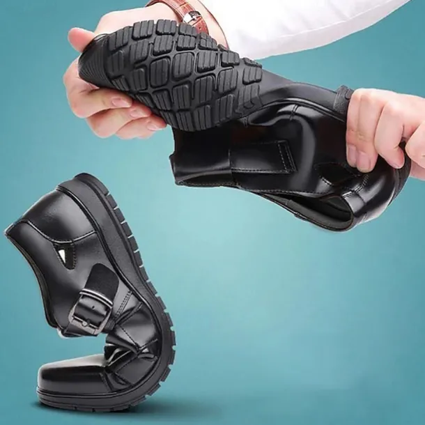 Men's Black Sandals with Multiple Straps and Comfortable Sole for Summer and Casual Wear