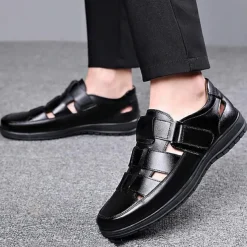 Men's Black Sandals with Multiple Straps and Comfortable Sole for Summer and Casual Wear