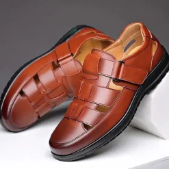 Men's Black Sandals with Multiple Straps and Comfortable Sole for Summer and Casual Wear