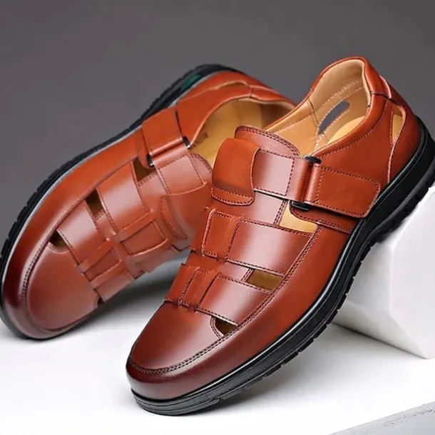 Men's Black Sandals with Multiple Straps and Comfortable Sole for Summer and Casual Wear