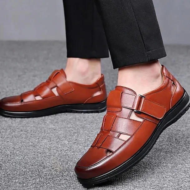 Men's Black Sandals with Multiple Straps and Comfortable Sole for Summer and Casual Wear