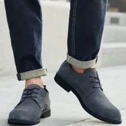 Men's Black Suede Oxford Shoes – Classic Lace-Up Design with Non-Slip Sole for Casual and Formal Occasions