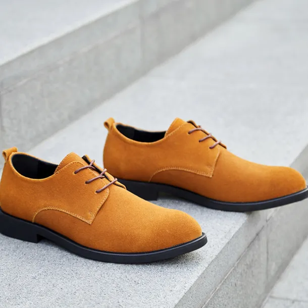 Men's Black Suede Oxford Shoes – Classic Lace-Up Design with Non-Slip Sole for Casual and Formal Occasions