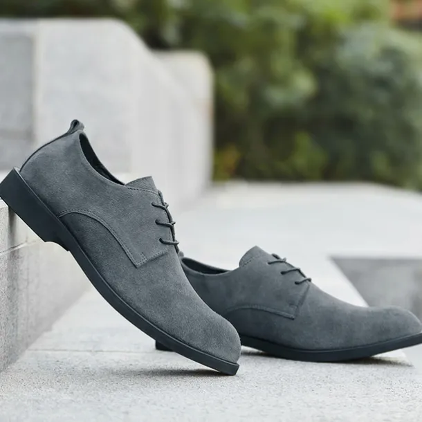 Men's Black Suede Oxford Shoes – Classic Lace-Up Design with Non-Slip Sole for Casual and Formal Occasions