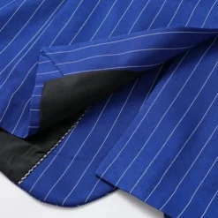 Men's Blazer Business Cocktail Party Wedding Party Fashion Casual Spring & Fall Polyester Stripes Pocket Buttons Comfortable Double Breasted Blazer Blue Purple Orange