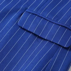 Men's Blazer Business Cocktail Party Wedding Party Fashion Casual Spring & Fall Polyester Stripes Pocket Buttons Comfortable Double Breasted Blazer Blue Purple Orange