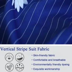 Men's Blazer Business Cocktail Party Wedding Party Fashion Casual Spring & Fall Polyester Stripes Pocket Buttons Comfortable Double Breasted Blazer Blue Purple Orange