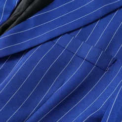 Men's Blazer Business Cocktail Party Wedding Party Fashion Casual Spring & Fall Polyester Stripes Pocket Buttons Comfortable Double Breasted Blazer Blue Purple Orange