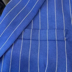 Men's Blazer Business Cocktail Party Wedding Party Fashion Casual Spring & Fall Polyester Stripes Pocket Buttons Comfortable Double Breasted Blazer Blue Purple Orange