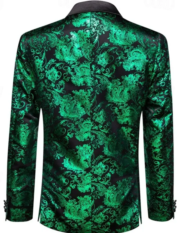 Men's Blazer Business Cocktail Party Wedding Party Party Spring & Fall Polyester Bronzing Pocket Buttons Comfortable Single Breasted Blazer Red Blue Purple Gold