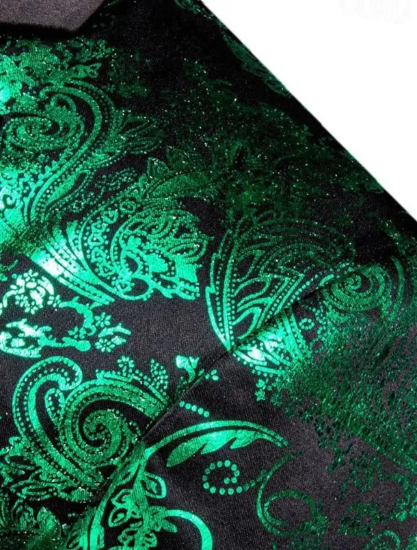 Men's Blazer Business Cocktail Party Wedding Party Party Spring & Fall Polyester Bronzing Pocket Buttons Comfortable Single Breasted Blazer Red Blue Purple Gold