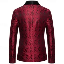 Men's Blazer Business Cocktail Party Wedding Party Fashion Casual Spring & Fall Cotton Blend Paisley Pocket Buttons Comfortable Single Breasted Blazer Silver Dark Gray Black White