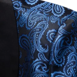 Men's Blazer Business Cocktail Party Wedding Party Fashion Casual Spring & Fall Cotton Blend Paisley Pocket Buttons Comfortable Single Breasted Blazer Silver Dark Gray Black White