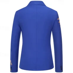 Men's Blazer Business Wedding Party Without Dress Pants Fashion Casual Spring & Fall Polyester Uniform Cloth Plain Printing Buttons Casual / Daily Single Breasted Blazer Black White Red Royal Blue