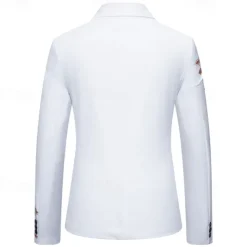 Men's Blazer Business Wedding Party Without Dress Pants Fashion Casual Spring & Fall Polyester Uniform Cloth Plain Printing Buttons Casual / Daily Single Breasted Blazer Black White Red Royal Blue