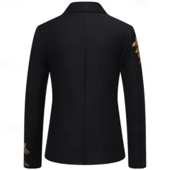 Men's Blazer Business Wedding Party Without Dress Pants Fashion Casual Spring & Fall Polyester Uniform Cloth Plain Printing Buttons Casual / Daily Single Breasted Blazer Black White Red Royal Blue