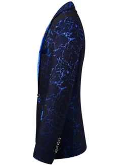 Men's Blazer Jacket Blazer Notch Collar Retro Pattern Black Wine Blue Slim Fit Single Breasted One-button