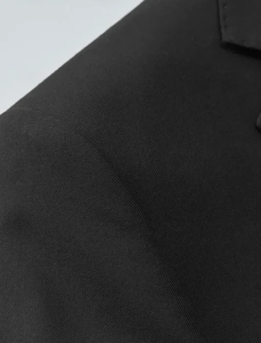 Men's Blazer Jacket School Formal Wedding Elegant Warm Fall Winter Wool Solid Color Single Breasted One-button Blazer Black