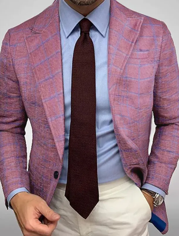 Men's Blazer Jacket Sport Coat Casual Wine Blue Regular Fit