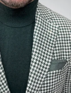 Men's Blazer Jacket Sport Coat Closure collar Outdoor Casual Houndstooth Checkered Black Yellow Light Green Tailored Fit Single Breasted Two-buttons