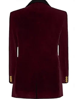 Men's Blazer Jacket Tuxedo Shawl Collar Vintage Party Velvet Patchwork Solid Colored Blazer Burgundy Navy Blue Green Standard Fit Double Breasted Four-buttons