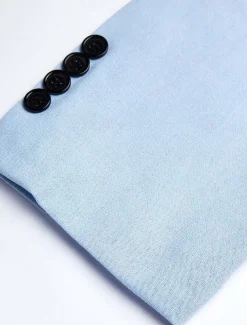 Men's Blazer Jacket Wedding Casual Daily Fashion Casual All Seasons Polyester Solid Colored Basic Single Breasted One-button Blazer Sky Blue