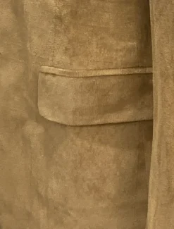 Men's Blazer Jacket Work Street Fashion Casual Fall / Winter Faux Suede Plain Pocket Buttons Comfortable Single Breasted Blazer Navy Blue Brown Green khaki