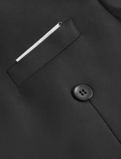 Men's Blazer Outdoor Sports & Outdoor Causal Pocket Daily Spring & Fall POLY Solid Color Button Pocket Thermal Warm Sunscreen Double Breasted Blazer Black