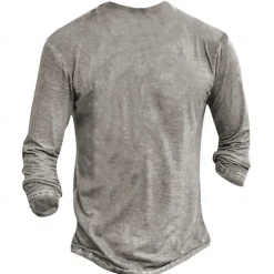 Men's Blood stains T shirt Henley Shirt Long Sleeve 3D Print Designer Retro Vintage Street Casual Daily Summer Spring Fall Gray Henley Henley T-Shirt