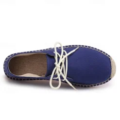 Men's Blue Canvas Espadrille Lace-Up Shoes with Jute Rope Sole – Comfortable Summer Casual Footwear