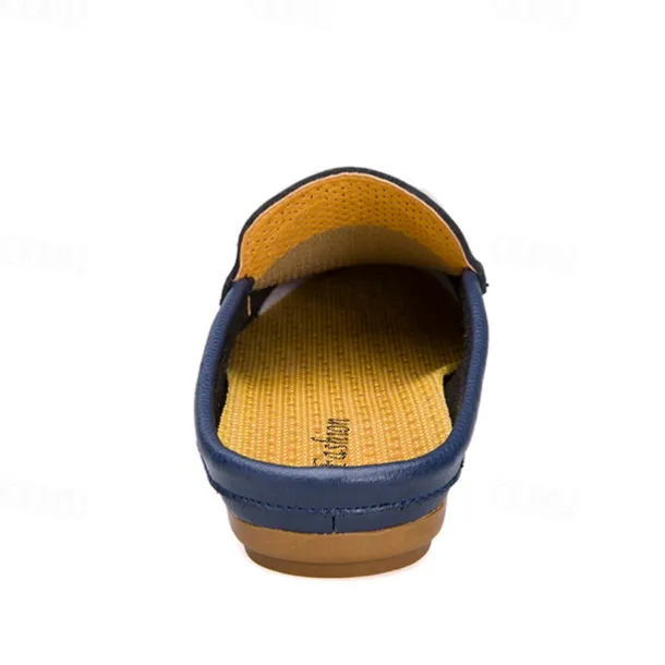 Men's Blue Faux Leather Mule Loafers – Slip-On Driving Shoes with Perforated Upper for Casual Outings, Travel, and Summer Wear