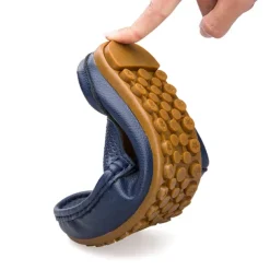 Men's Blue Faux Leather Mule Loafers – Slip-On Driving Shoes with Perforated Upper for Casual Outings, Travel, and Summer Wear