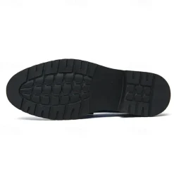 Men's Blue Metallic Faux Leather Loafers with Decorative Gold Chain – Trendy Slip-On Shoes for Formal and Party Occasions