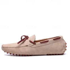 Men's Blue Suede Loafers - Casual Slip-On Driving Shoes with Leather Laces