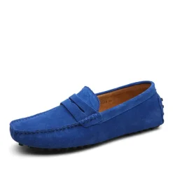 Men's Blue Suede Loafers – Stylish Slip-On Driving Moccasins for Casual & Formal Wear