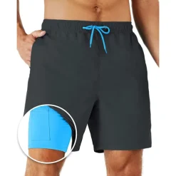 Men's Board Shorts Swim Shorts Swim Trunks Shorts With Compression Liner Plain Comfort Breathable Holiday Going out Swimming Pool Hawaiian Boho Black Pink