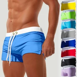 Men's Board Shorts Swim Shorts Swim Trunks Drawstring with Mesh lining Zipper Pocket Solid Color Quick Dry Comfortable Holiday Swimming Pool Hawaiian Casual / Sporty Slim Black White Low Waist