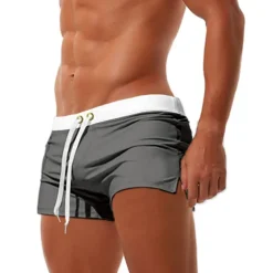 Men's Board Shorts Swim Shorts Swim Trunks Drawstring with Mesh lining Zipper Pocket Solid Color Quick Dry Comfortable Holiday Swimming Pool Hawaiian Casual / Sporty Slim Black White Low Waist