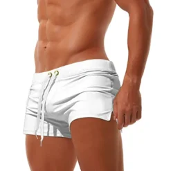 Men's Board Shorts Swim Shorts Swim Trunks Drawstring with Mesh lining Zipper Pocket Solid Color Quick Dry Comfortable Holiday Swimming Pool Hawaiian Casual / Sporty Slim Black White Low Waist