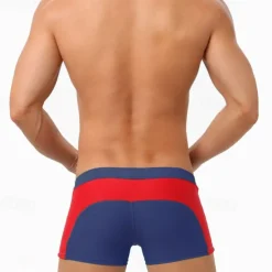 Men's Board Shorts Swim Shorts Swim Trunks Patchwork Drawstring Elastic Waist Color Block Comfort Quick Dry Short Holiday Beach Weekend Fashion Casual Black Red Micro-elastic