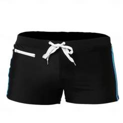 Men's Board Shorts Swim Shorts Swim Trunks Patchwork Drawstring Elastic Waist Color Block Comfort Quick Dry Short Holiday Beach Weekend Fashion Casual Black Red Micro-elastic